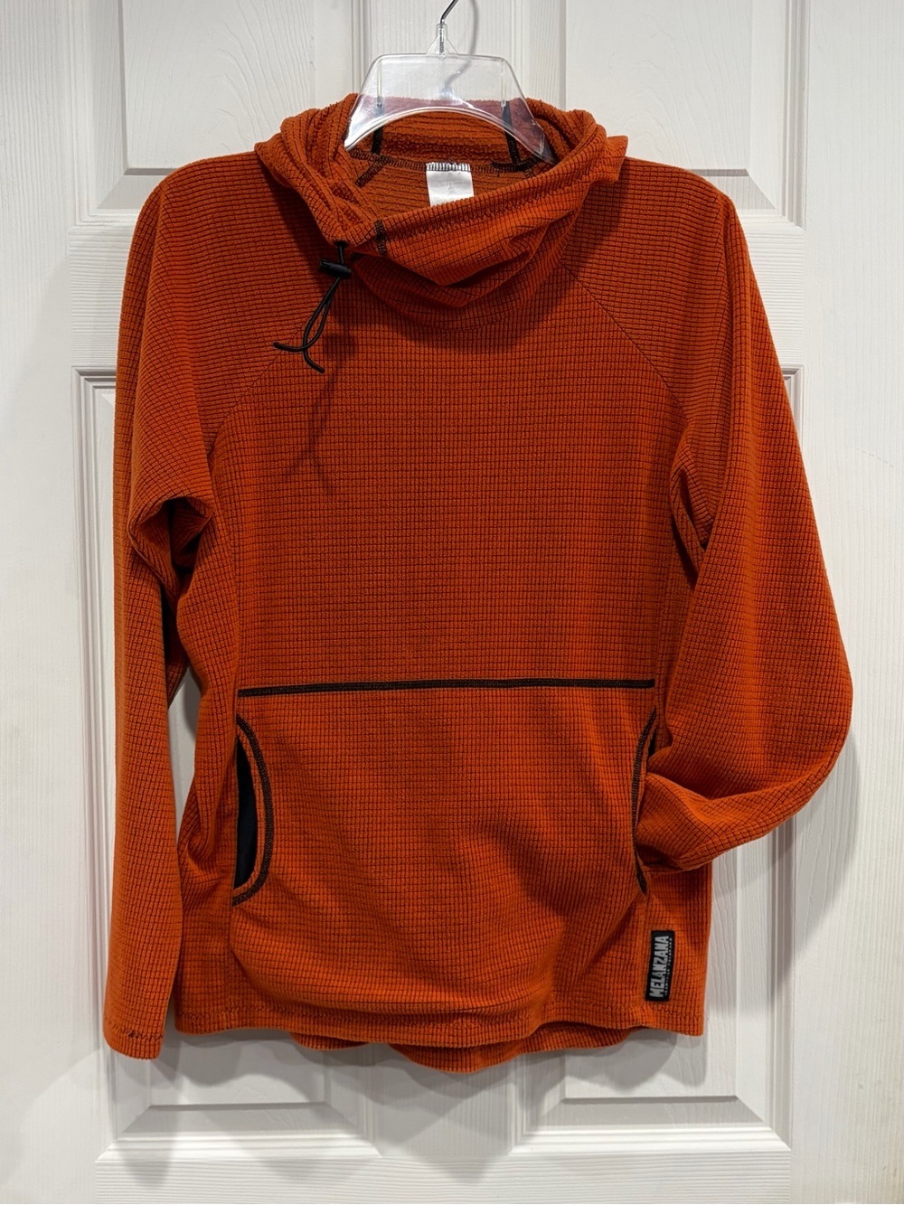 Melanzana Men's Small Micro Grid Hoodie Orange Jacket GUC Microgrid